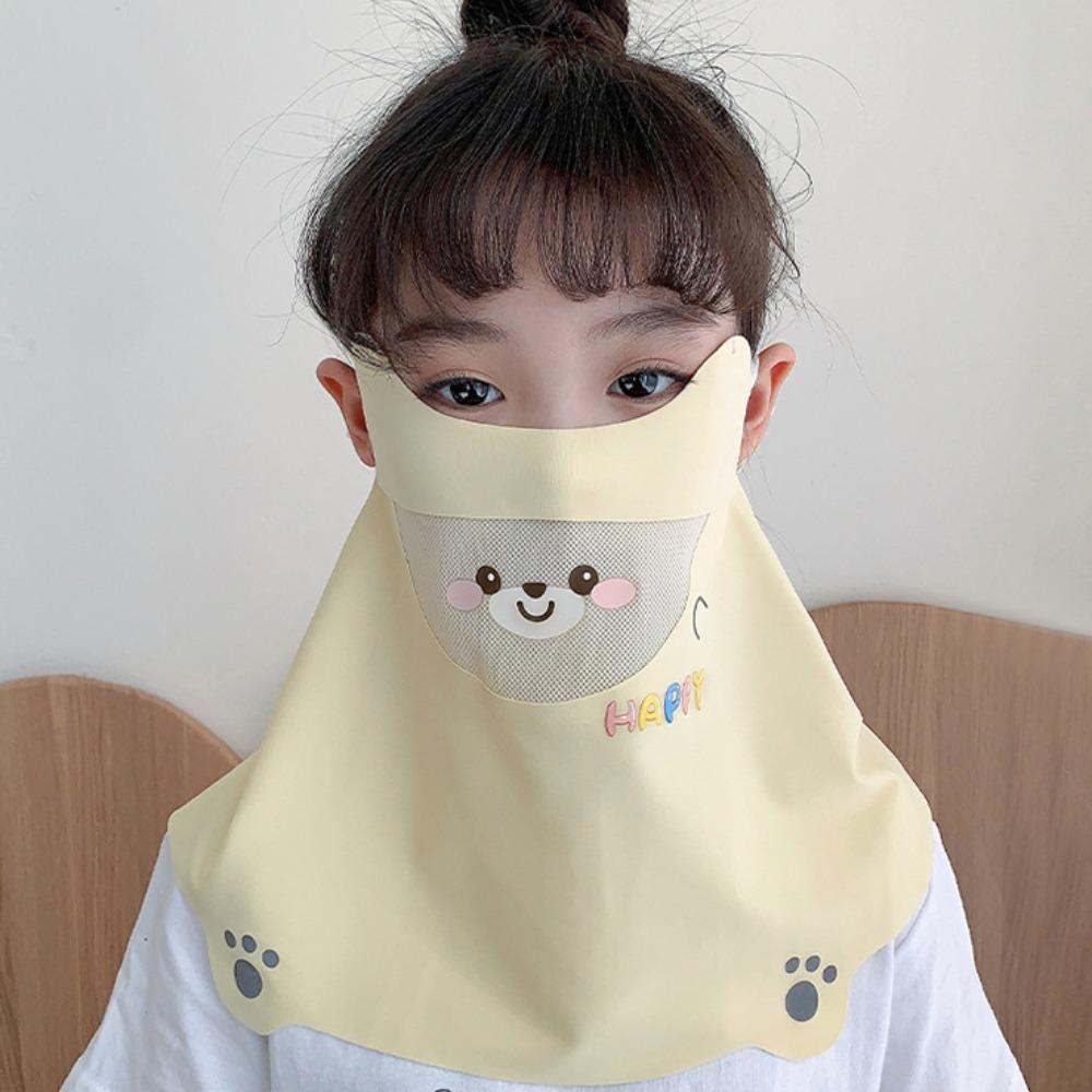 Cartoon Bear Sunscreen Face Veil UV Protection Neckline Face Cover Child Ice Silk Face Mask  Sports