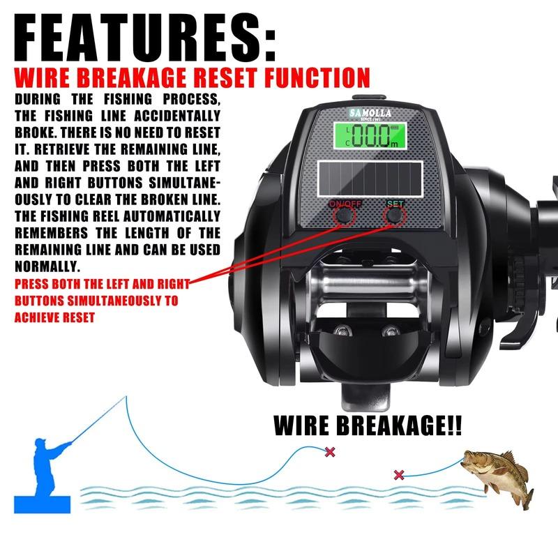 Новый большой цифровой дисплей с электронным экраном, водонепроницаемая рыболовная катушка для ловли сома на глубоководном льду, солнечная батарея + USB зарядка, металлическое основание