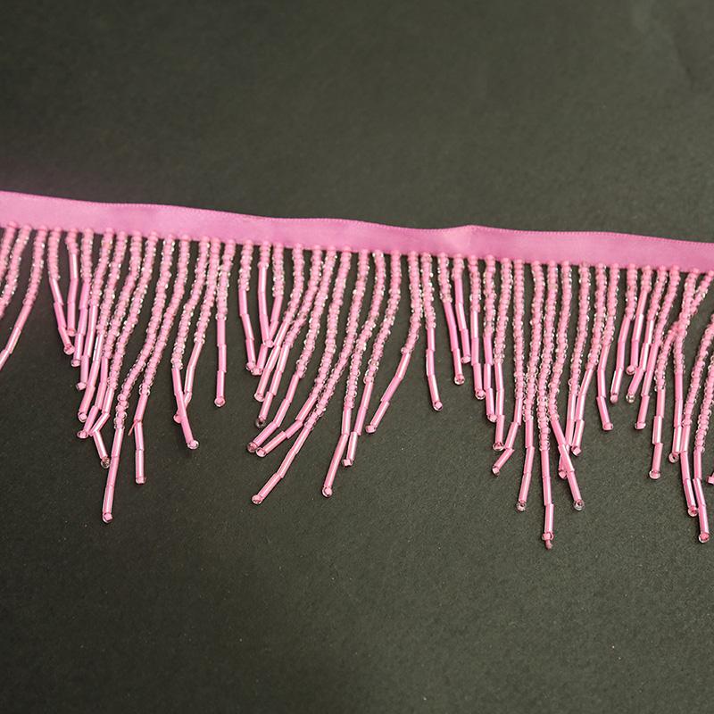 1 Yard Tube Beads Fringe Trim Rhinestones Chain Tassel Crystal Lamp Curtain Hanging Tassel Applique Sew On Garment Crafts