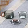 Wooden Handle High Borosilicate Glass Tea Cup 200ml Tea Infuser Cup Tea Separation Mug  Gift