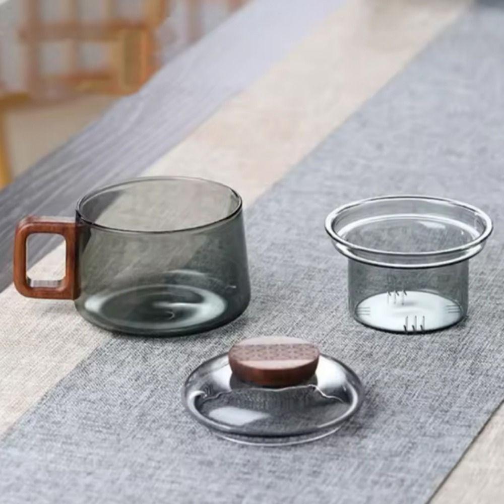 Wooden Handle High Borosilicate Glass Tea Cup 200ml Tea Infuser Cup Tea Separation Mug Gift