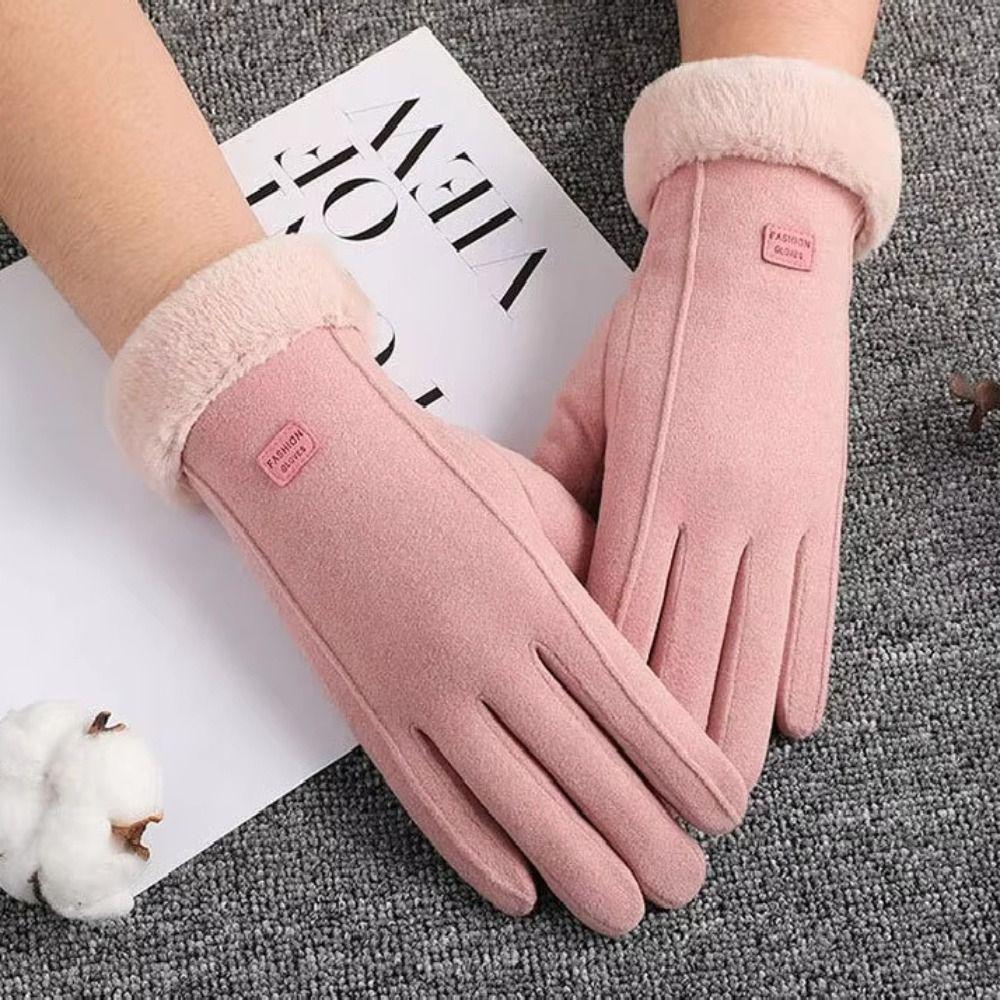 Full Fingers Mittens Soft Women Winter Gloves Fashion Suede Gloves Skiing