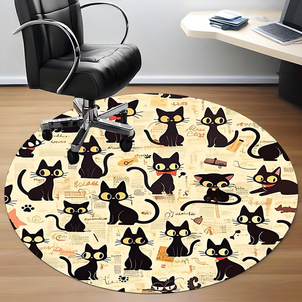 1PC Black Cat Pattern Chair Carpet for Office, Indoor Non-Slip Washable  Carpet, Soft Comfortable Mat For Office Room yy250930160