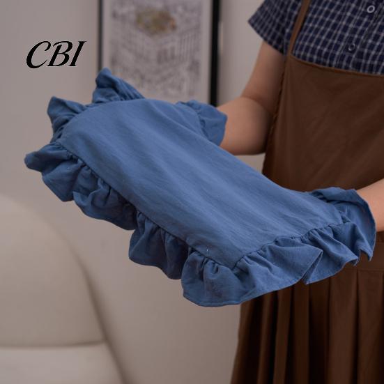 Retro Style Table Linens Placemat with Ruffle Edge, Heat Resistant Mat, Rectangular Boho Chic Decor Fabric Coaster for Home Party Dining Decorative