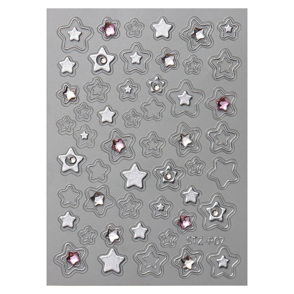 Металлические золотые серебряные наклейки для ногтей сердечки звезды нейл-арт наклейки слайдеры маникюрный декор