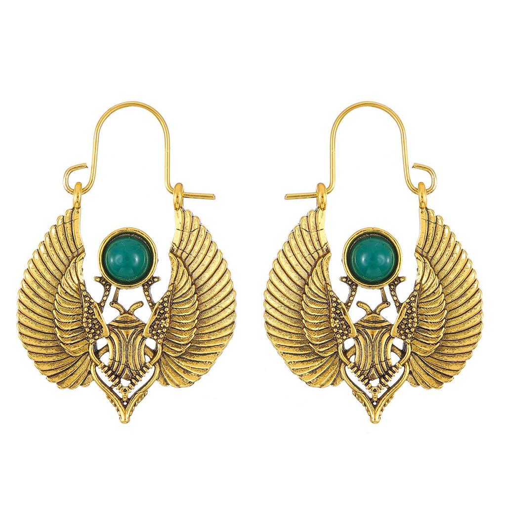 Egyptian-Inspired Sacred Moth Wing Dangle Earrings - Tribal Boho Style for Women