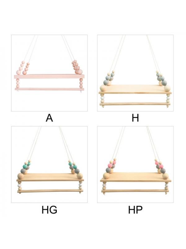 Скандинавский стиль Деревянные бусины Настенная полка Дисплей Стойка для хранения Для декора дома