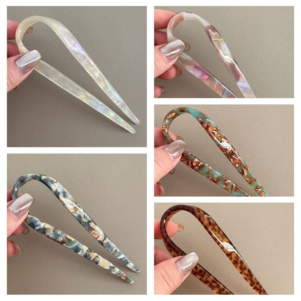 Geometric Acetate Hairpin Headwear Chinese Style Hair Fork Creative U-shaped Hair Stick Daily