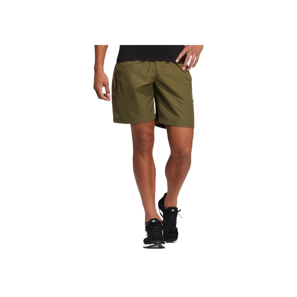 Adidas Solid Color Simple Sports Straight Shorts Men Bottoms Dark-Olive-Green HE9935