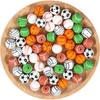 60Pcs Printed Silicone Beads 15MM Round Soccer Baseball Tennis Basketball Bead DIY Necklace Bracelets Jewelry Accessories