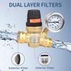 OULEME RV Water Pressure Regulator Valve With Handle Adjustable, Silicone Oil Gauge, Double Filters, Brass Lead-Free And 3/4" Connector For Camper