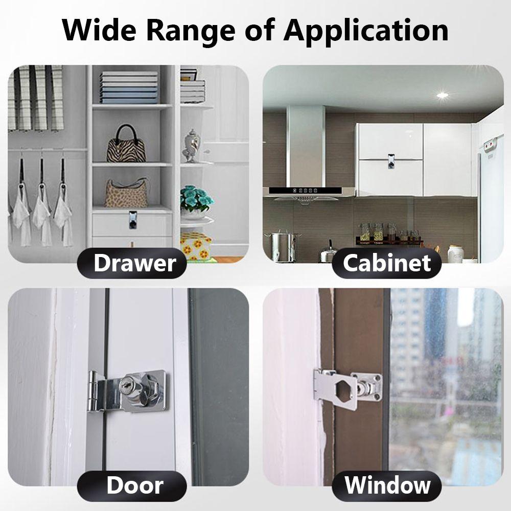 Home Security Punch-free Cupboard Burglarproof Drawer Keyed Hasp Lock Cabinet Door Lock
