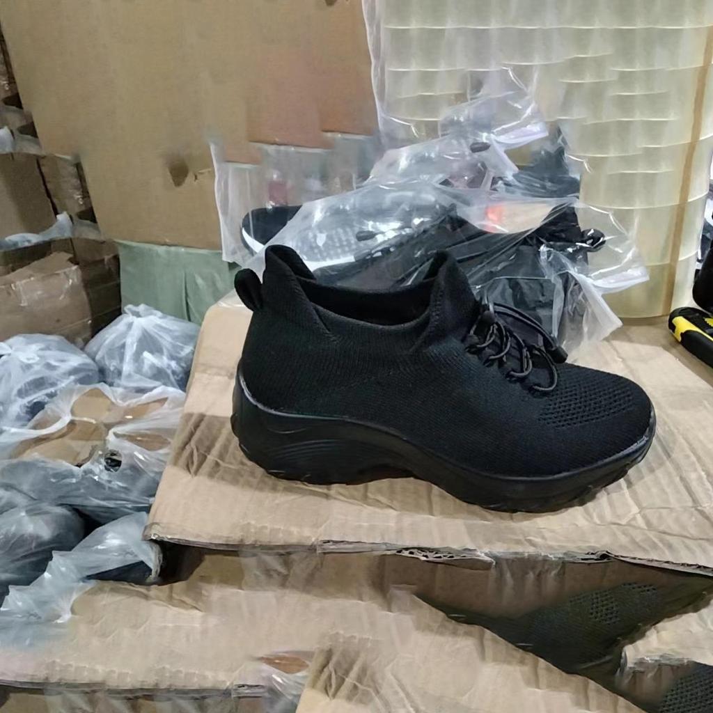 Женские удобные туфли-лодочки Flyknit, повседневная обувь на шнуровке, большой размер, нескользящая спортивная обувь 35-45