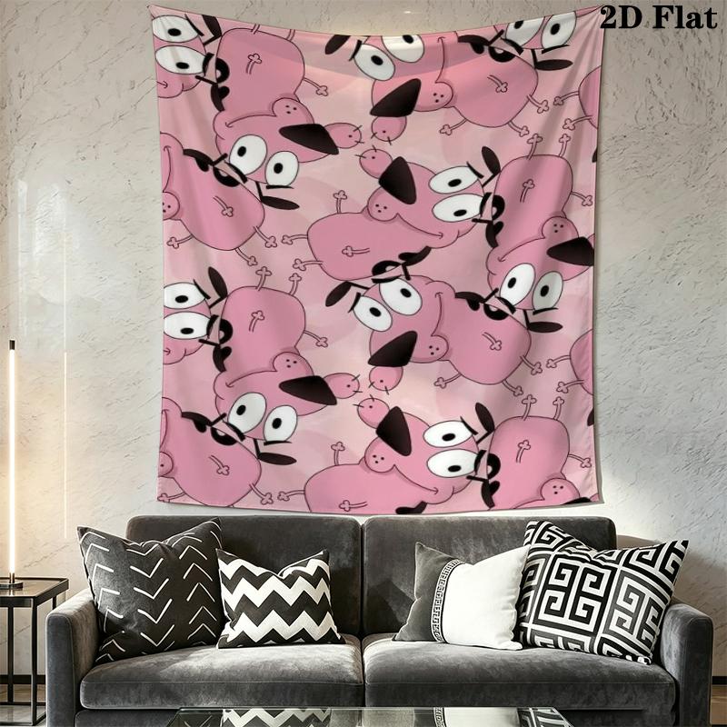 Courage Dog Wall Tapestry Aesthetic Wall Hanging Printed Fabric Blanket Decorative Tapestries for Bedroom Living Room Home Decor