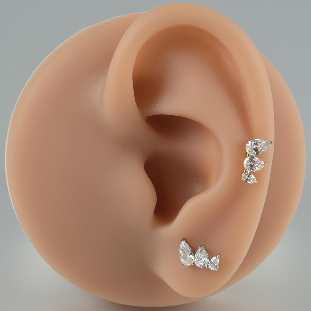 1 шт. Циркониевая серьга-гвоздик для хряща из цельного титана G23, 16G, с внутренней резьбой, кластер из кубического циркония, пирсинг уха (helix, tragus), украшение для тела