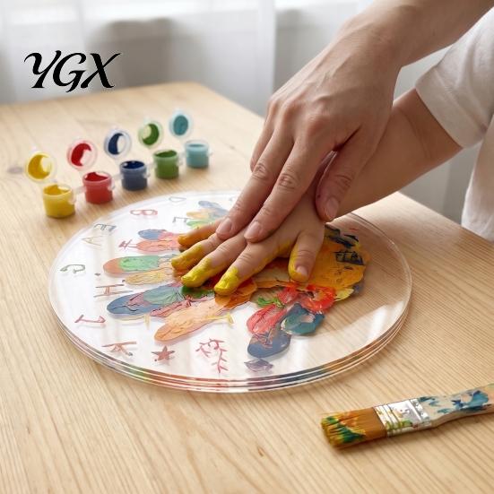 Baby Handprint Ornament Kit DIY Display Kit, Transparent Acrylic Panel And Wood Base Art Parent Child Craft Set Project, Handmade Memory Keepsake for