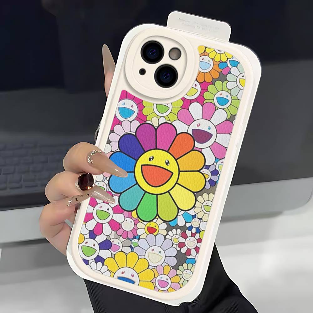 Art Japanese M-Murakami Artisti T-Takash Phone Case For IPhone 16 15 14 11 12 13 Pro Max Plus Back Leather Shell