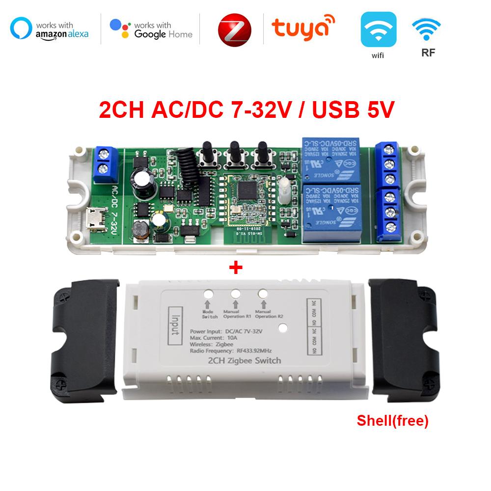 4-канальный модуль коммутатора Zigbee Smart Life Gate 12 В 24 В 32 В 220 В 1/2/4-канальное реле RF433 для шлюза 2MQTT SmartThings Tuya APP