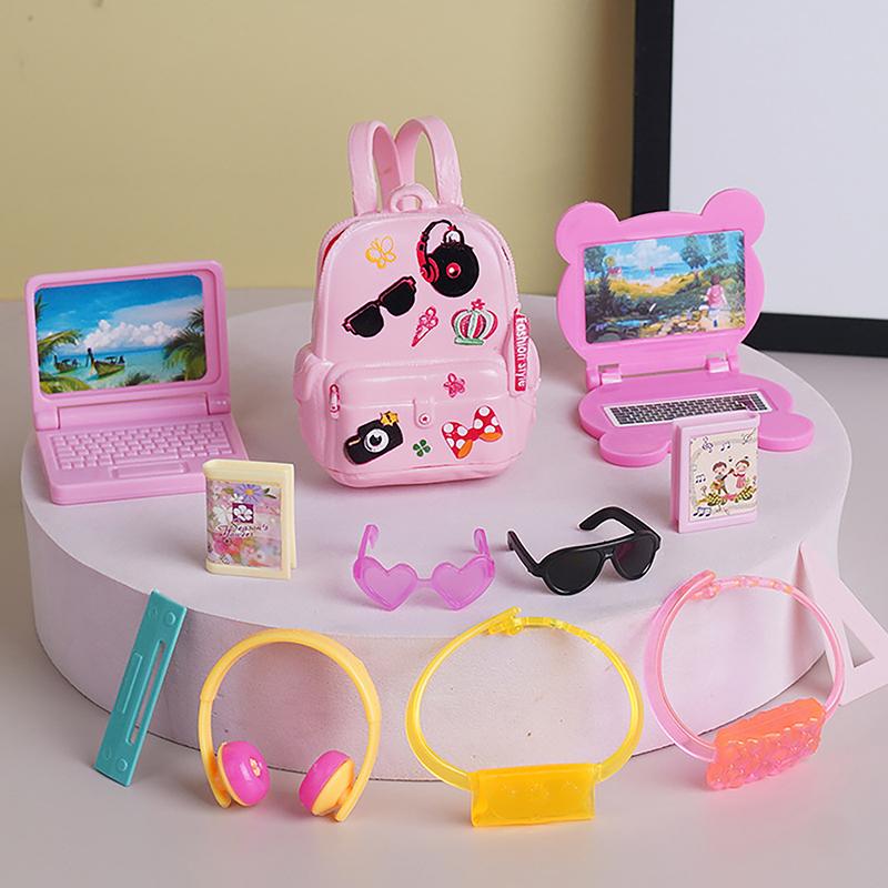 1/12 Dollhouse Mini Doll Play House Supplies Dollhouse Simulation Doll Necklace Computer Phone Purse Toy Accessories Props