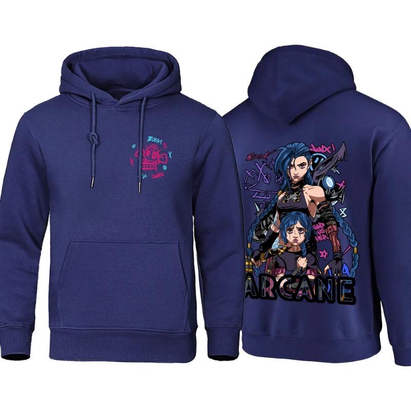 Arcane Hoodie Men Anime Jinx Hoodies Autumn Высококачественная флисовая толстовка Street Hoody Гибкая мужская одежда Oversize Толстовки и свитшоты мужские