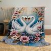 1pc Swans Flowers Outdoor Flannel Blanket Soft Warm All-Season Throw for Sofa Bed Car Camping Office, Cozy Gift Idea1134S