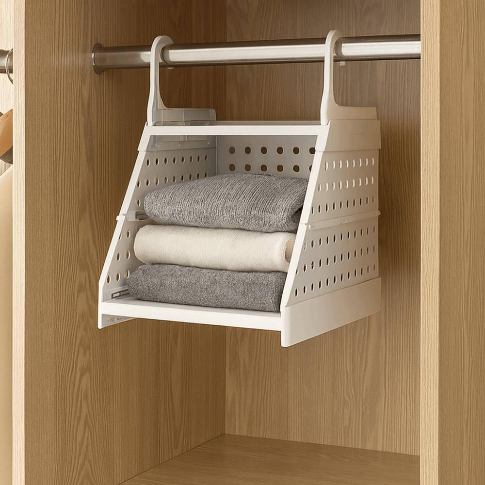 Пластиковый многослойный органайзер для одежды, большая вместимость, складной, с многослойными перегородками, органайзер для шкафа с крючками, экономия места