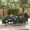 VidaXL 7-Piece Garden Dining Set with Cushions In Black Poly Rattan 3379769