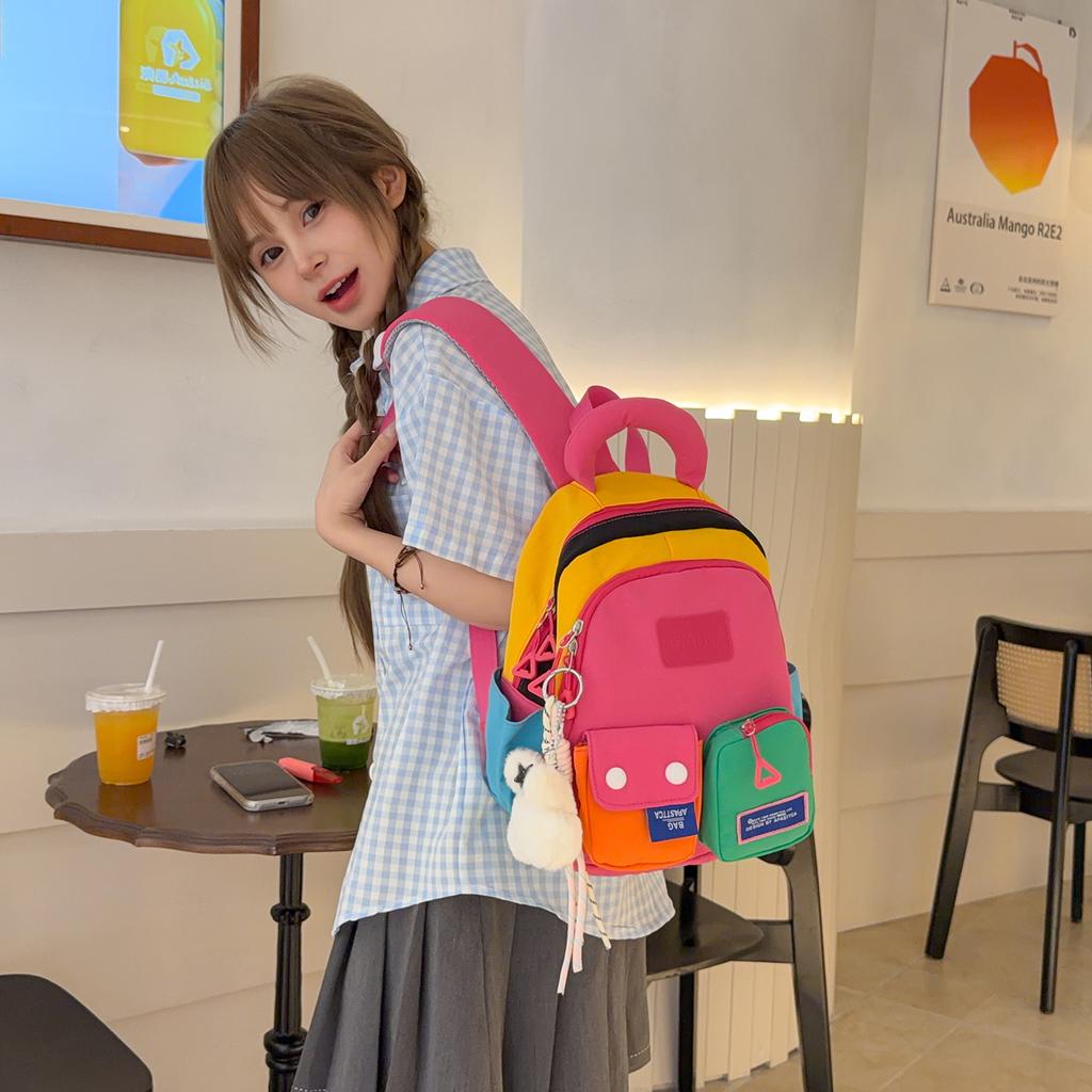 Школьная сумка1011 новый контрастный цвет многослойный детский рюкзак сумка с множеством наклеек детский сад путешествие легкая школьная сумка рюкзак для мальчиков и девочек
