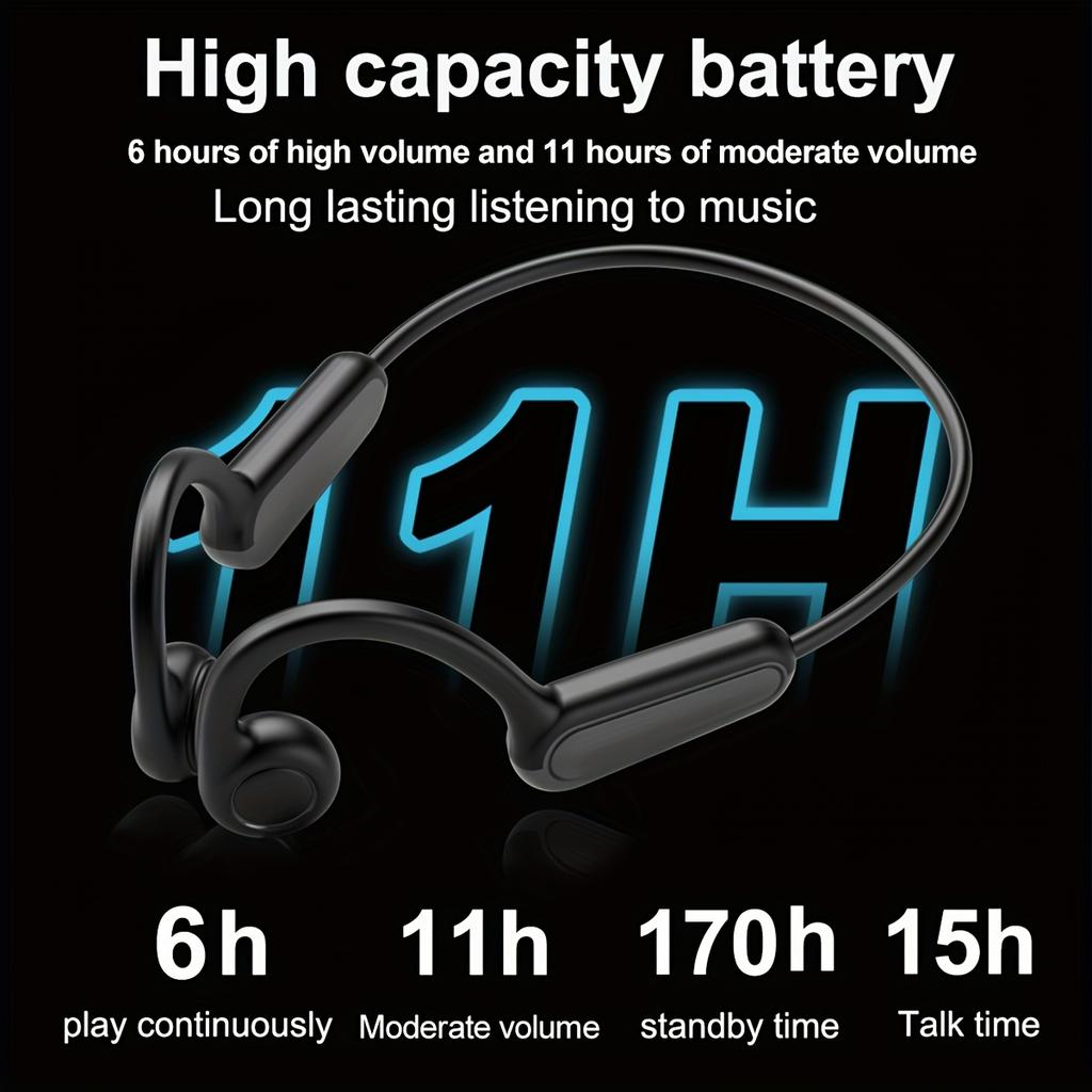 Bone conduction headphones Open-ear true wireless sports earphones with built-in microphone, new ear-hook design for running, cycling, hiking, and