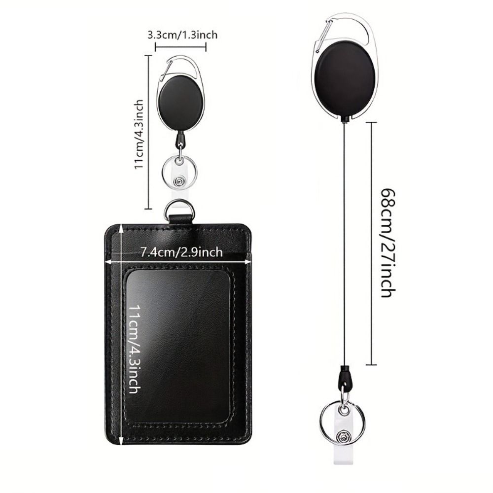 PU Leather Badge Holder Lanyard ID Card Holder Gift Name Card Badge Business