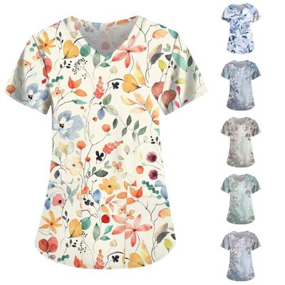 Женская модная футболка с короткими рукавами и v-образным вырезом с пасхальным принтом, маленькая рабочая футболка с карманами