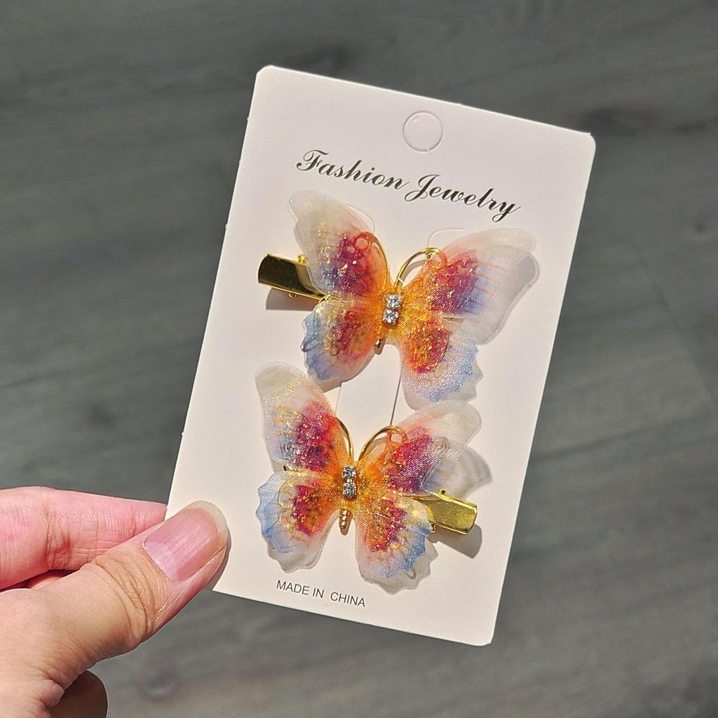 Градиентная заколка-бабочка для детей - симпатичная заколка-уточка из сетки и сплава, идеально подходит для стилей ханьфу и феи