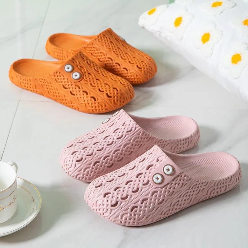 Women's Hole Toe Shoes Cute Non-slip Beach Sandals Girls Summer Outside The Bathroom Home Thick Bottom Stepping On Shit Slippers