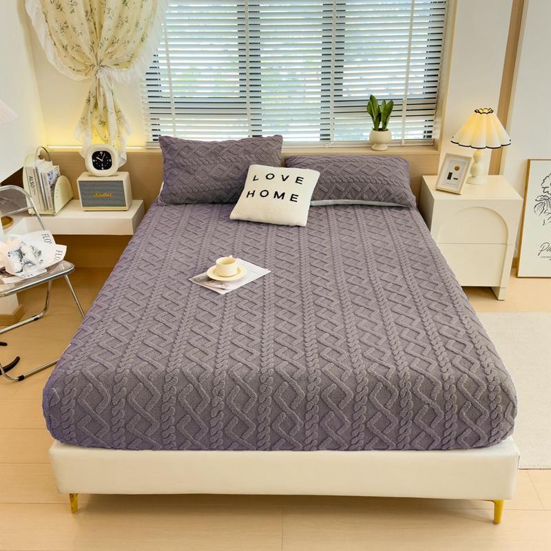 Утолщенная теплая простыня на резинке, однотонное бархатное постельное белье из тафты, двуспальная кровать размера «king-size», чехол для зимнего матраса, мягкий