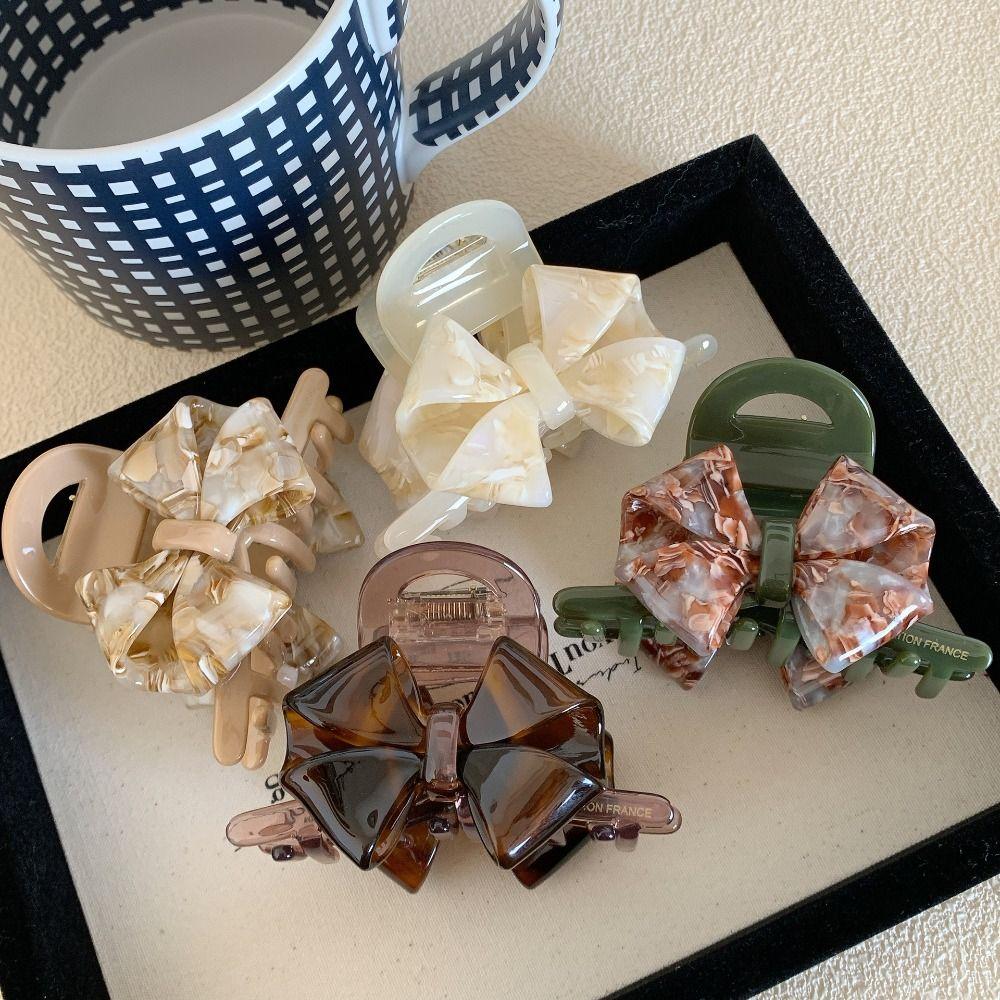 Hair Clip Retro Bow Acetate Hair Claw Jelly Shark Clip Fashion Solid Color Shark Clip  Girls