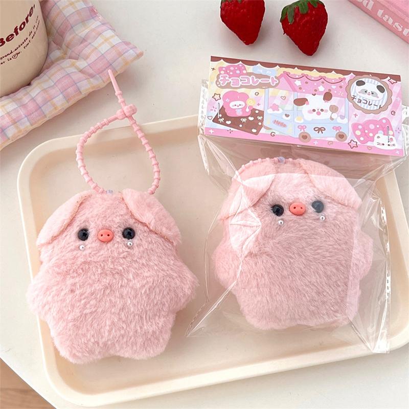 Cartoon Pink Pig Pendant Squeak Keychain Animal Pendant Cute Plush Doll Toy Kawaii Bag Decorations Accessories For Couple Friend