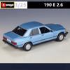 Bburago 1:24 Mercedes-Benz 190 E 2.6 Alloy Classic Car Model Diecast Metal Retro Old Car Vehicles Model Simulation Kids Toy Gift