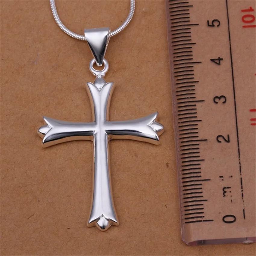 Wholesale 45CM 925 Sterling Silver Necklace Cute Wedding Party Women Lady Charms Chain Simple Fashion Cross