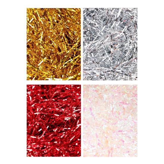 Мятая бумага Отличная декоративная пластиковая измельченная бумага Искрящаяся красная серебряная измельченная бумага Наполнитель Мятая бумага для фестиваля