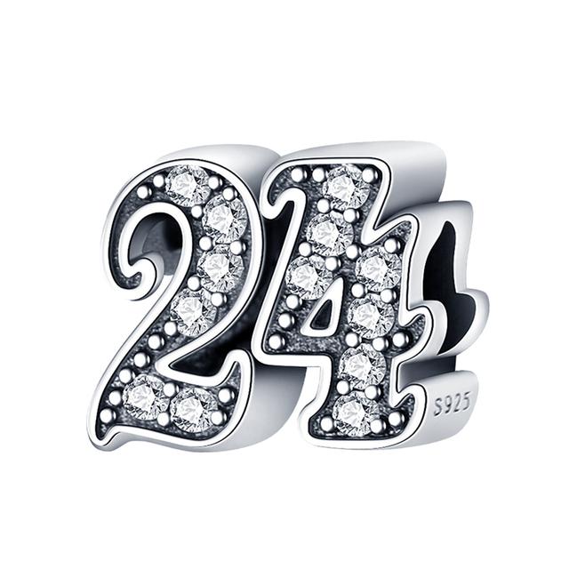 Изящные сверкающие подвески из стерлингового серебра 925 пробы с номером 23, подходящие для модных браслетов и ожерелий, женские ювелирные украшения своими руками, подаркиjavascript: недействительным(0)