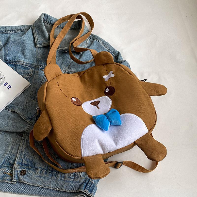 Милая холщовая сумка с изображением медведя из мультфильма для женщин, японская универсальная сумка через плечо в стиле Харадзюку, большая вместимость, школьная сумка для класса