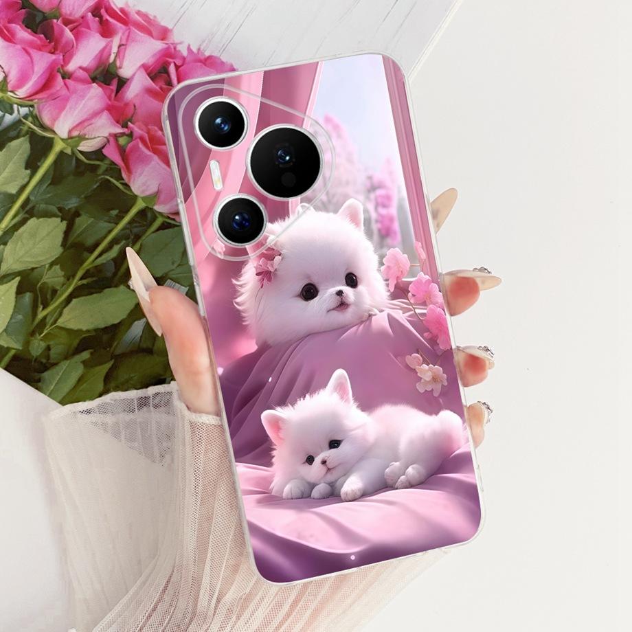 Для Huawei Pura 70 70Pro 70 Ultra Pura 80 pro Pro+ Чехол для телефона Прозрачный Мягкий ТПУ Бампер Чехол Крутой Мультяшный Бабочка Цветок Funda