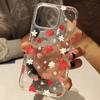 Милый чехол для телефона с рисунком клубники и цветов, прозрачный, для iPhone 17 16 15 14 13 12 11 Pro Max Air 15 Plus XS X XR, силиконовый чехол