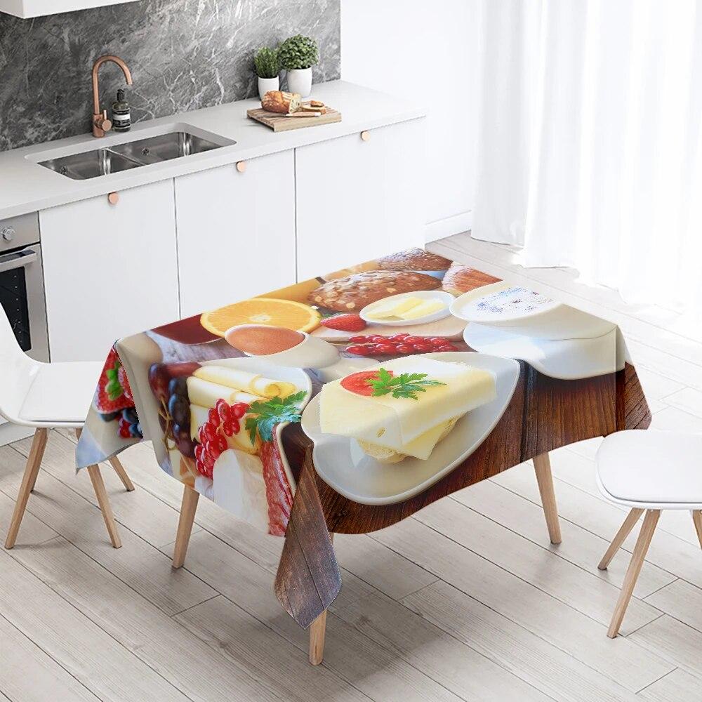 Скатерть с принтом для гурманов, устойчивая к пятнам, водонепроницаемая, кухонная, домашняя, уличная, для пикника, ресторана, украшение