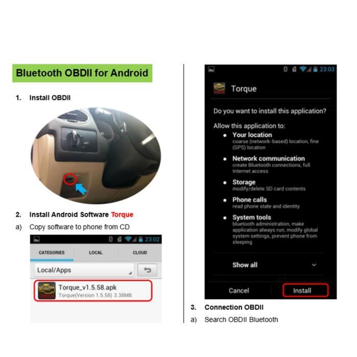 Outil de diagnostic - ELM - 327 V2.1 - Bluetooth - Compatible OBD2 - Voiture
