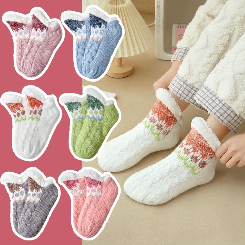 Plush Floor Socks Women Anti Slip Winter Fleece Socks Warm Slippers Socks  Female