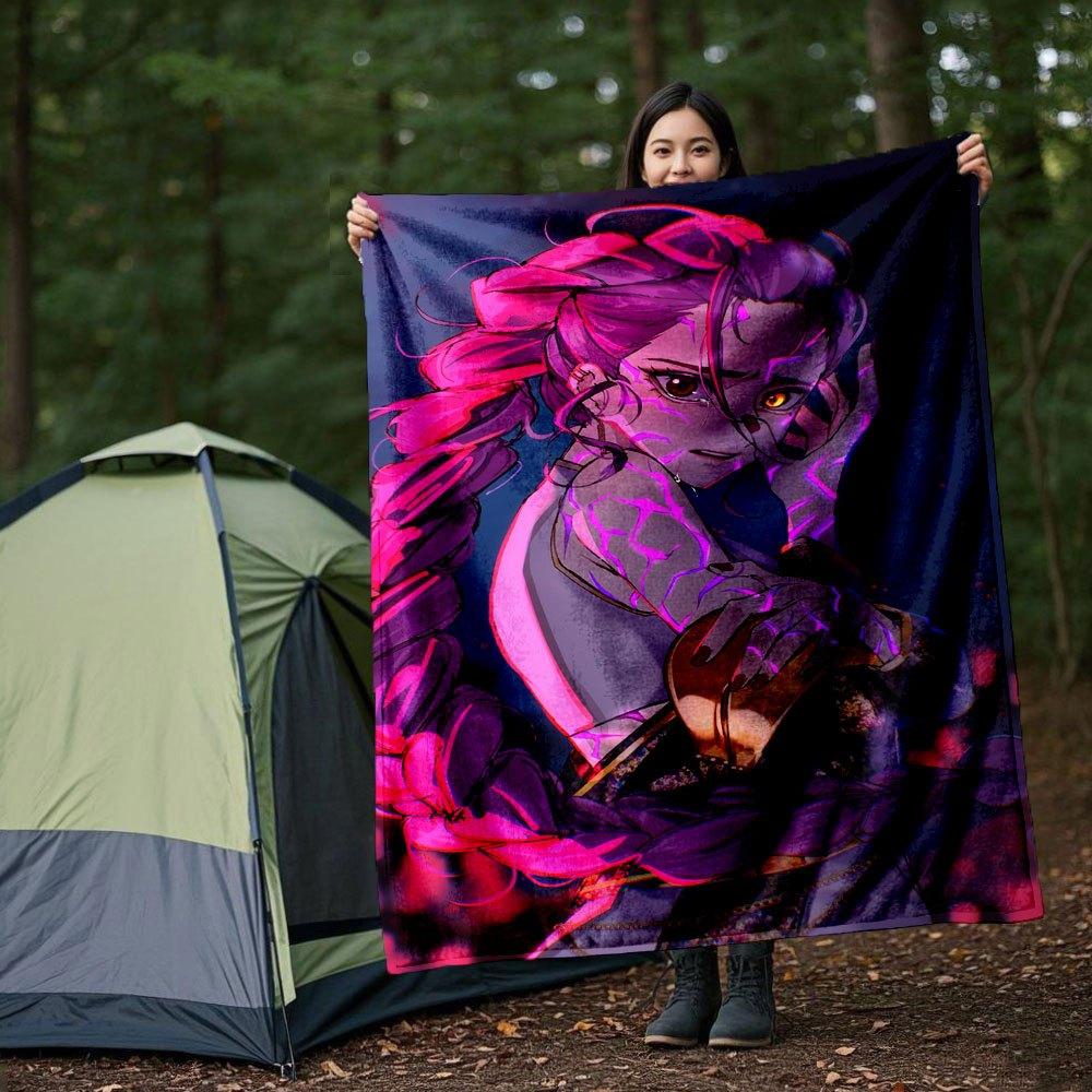 "Vibrant Anime Character Art Print - Unique Wall Decor"Blanket Lightweight Flannel Throw Blanket for Sofa, Bed, Travel, Camping, Livingroom,