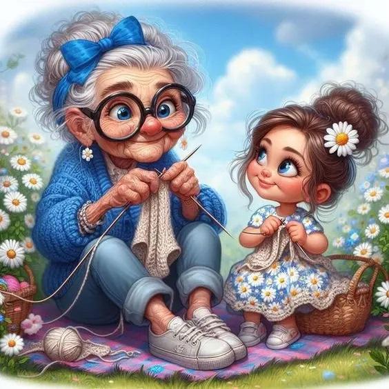 Мультфильм Счастливая бабушка и внучка 5D Полный круглый набор для алмазной живописи Пожилые люди и дети Сделай сам Сверла Мозаика Вышивка крестом