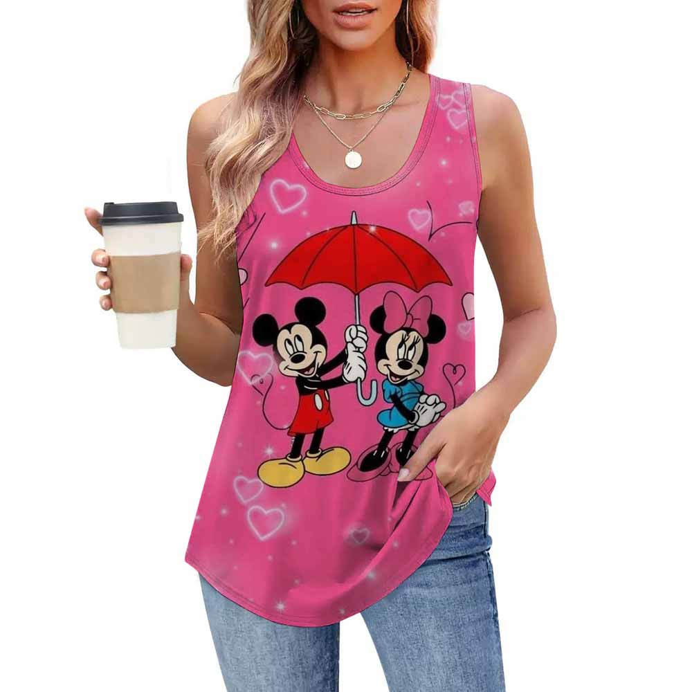 Модная принтованная топ повседневный свободный с круглым вырезом без рукавов женская одежда футболки женские