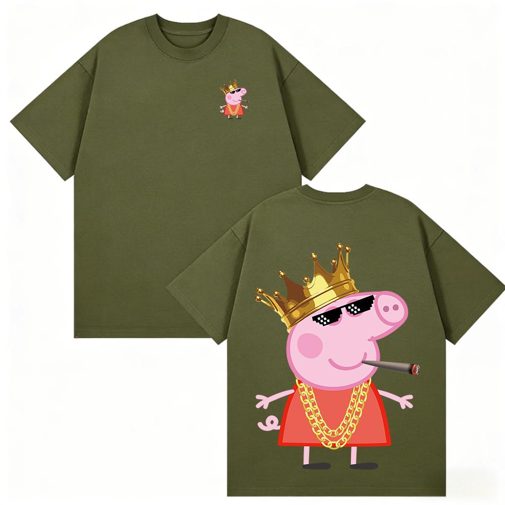 Летняя футболка Peppa Pig, мультяшный узор, детская, унисекс, дышащая, свободная, повседневная